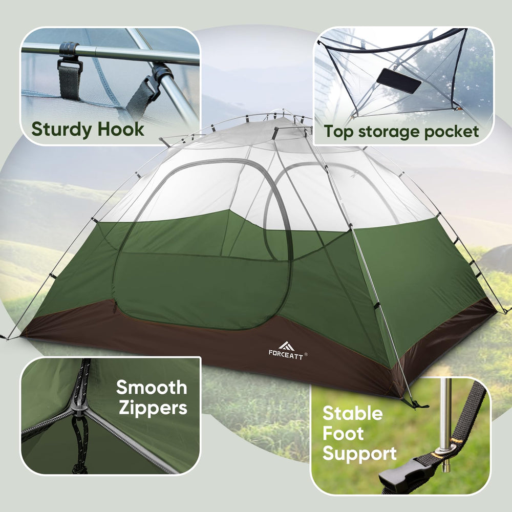 Forceatt tent interior with mesh window and vents for improved airflow