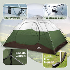 Forceatt tent interior with mesh window and vents for improved airflow