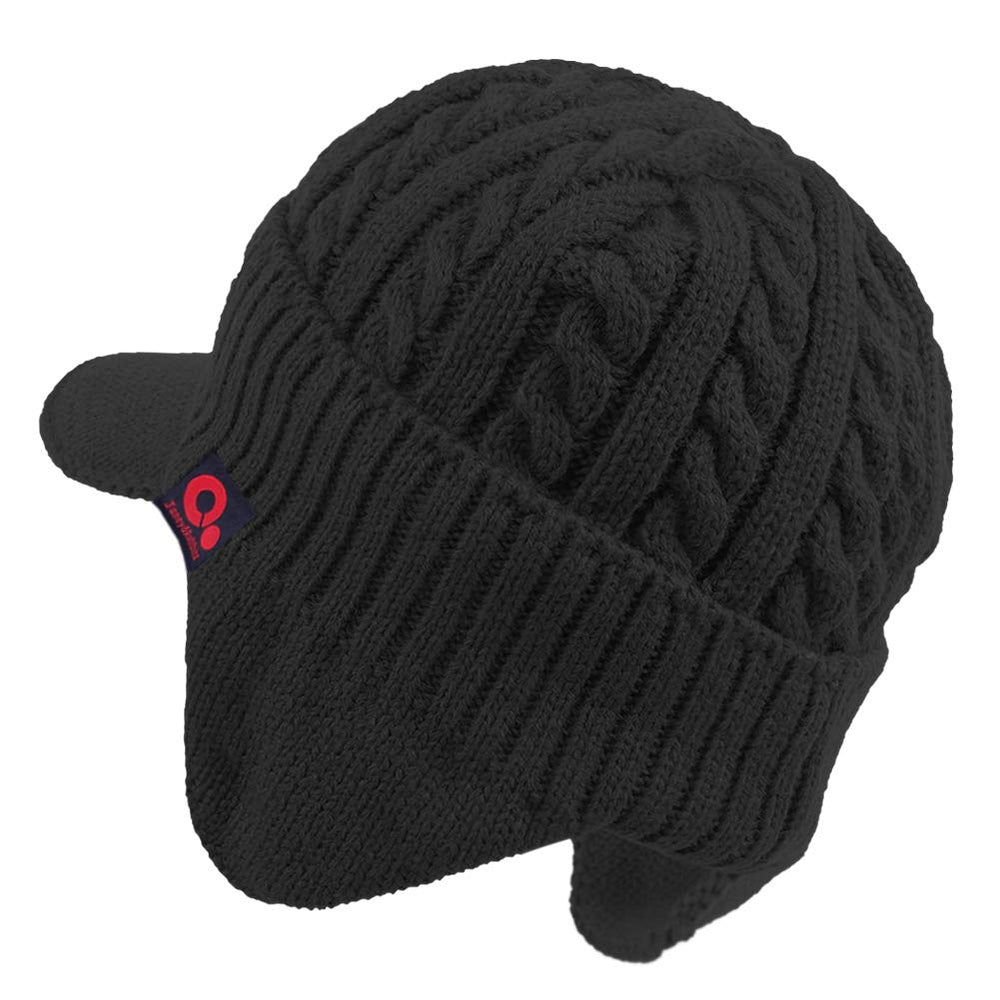 Knitted texture and protective brim close-up - black
