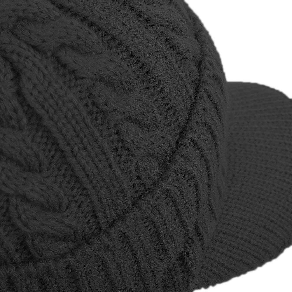 Urban and outdoor wear: black brimmed beanie with ear flaps