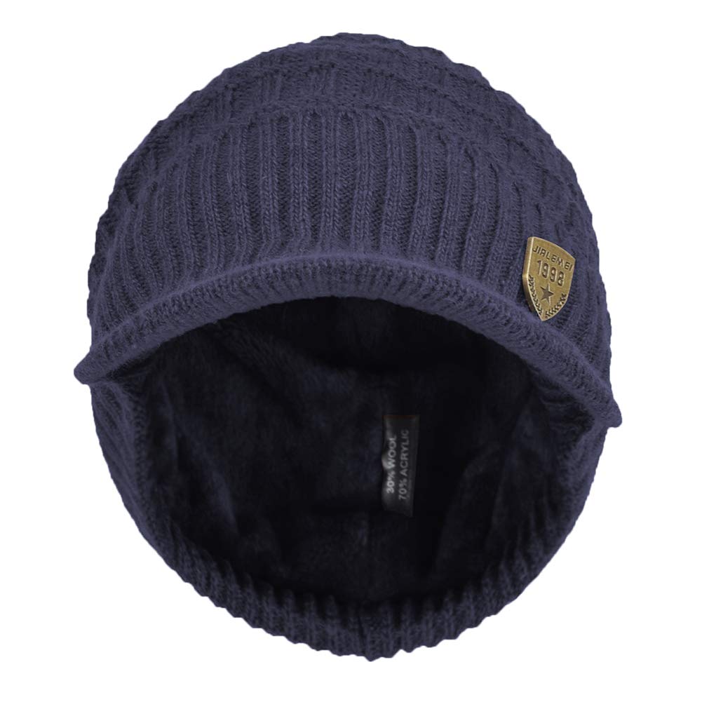 Side profile showing brim and knit texture