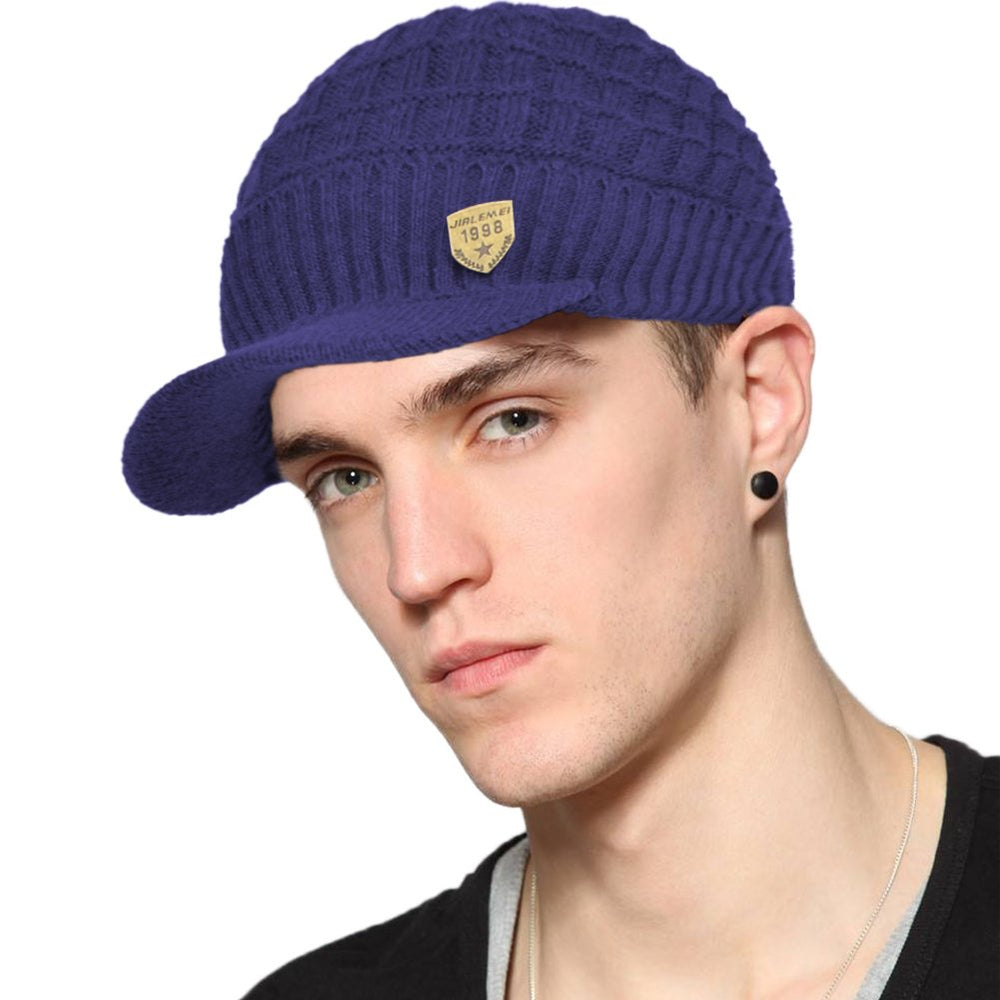 Beanie styled for outdoor activities in blue