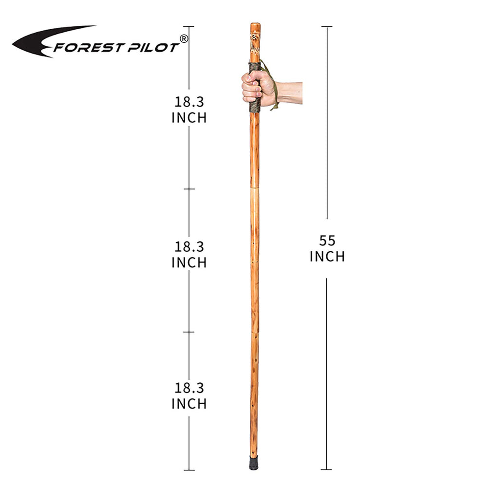 FOREST PILOT walking stick with compass detail aids navigation on trails