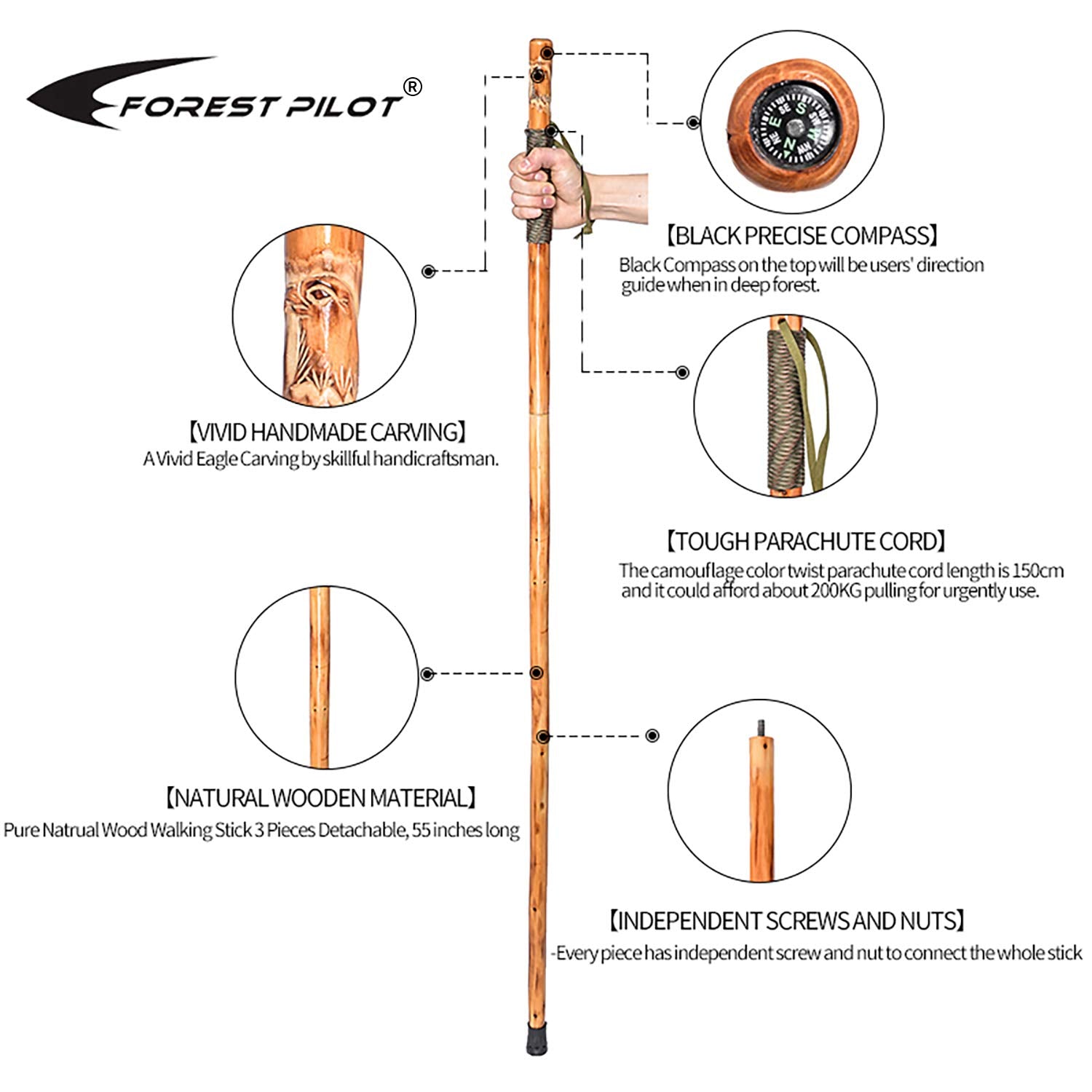 FOREST PILOT eagle carving walking stick craftsmanship for outdoor enthusiasts