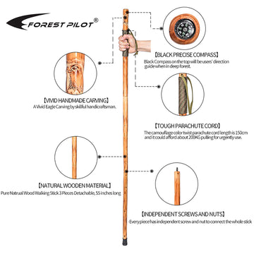 FOREST PILOT eagle carving walking stick craftsmanship for outdoor enthusiasts