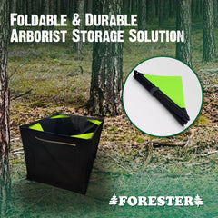 Forester arborist gear with D-ring for secure rope attachment during climbs.