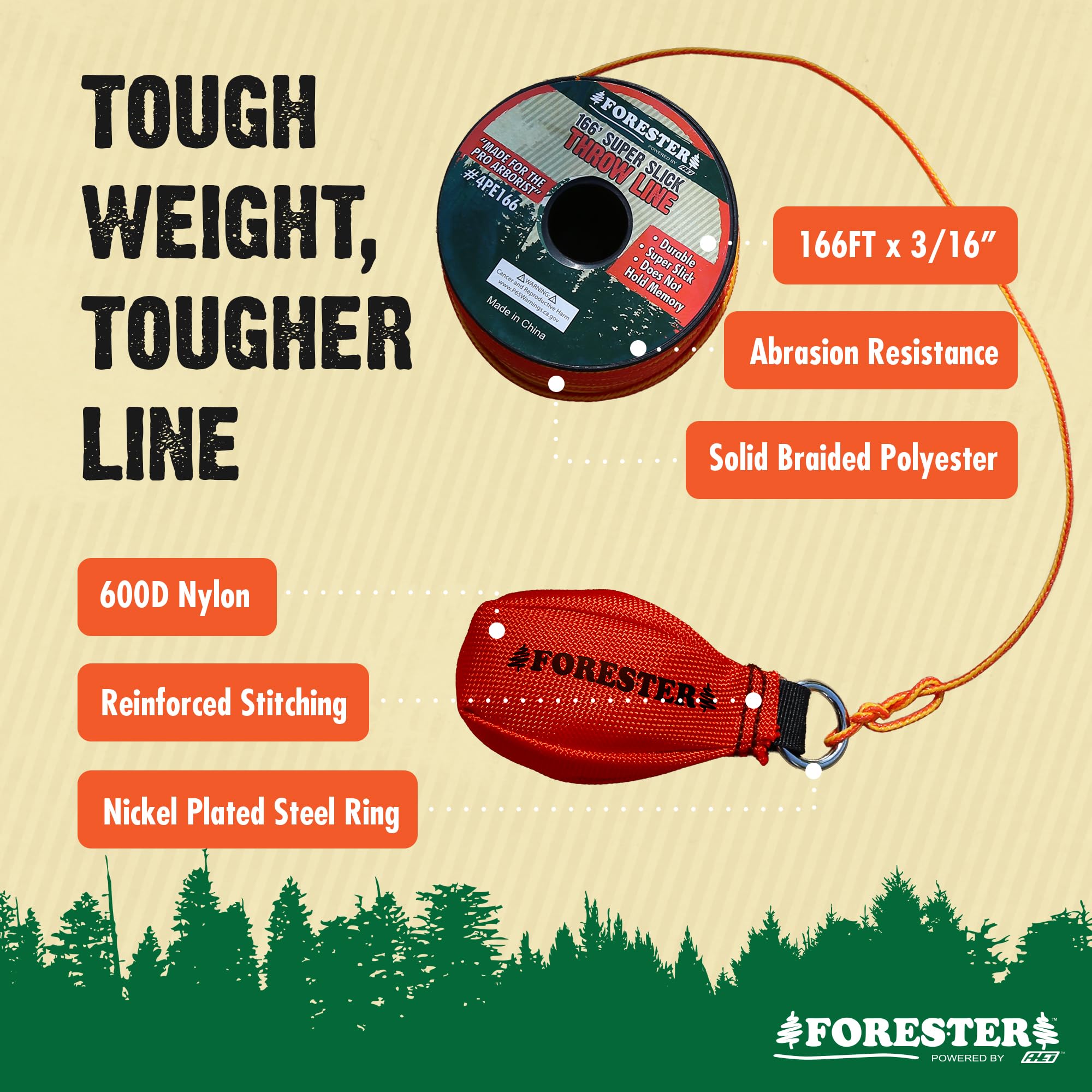 FORESTER 166ft throw line in action aids accurate throws through branches.
