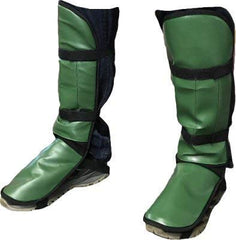 Forester Trimmer Brush Gaiters shin wrap guard protecting shins from debris during mowing