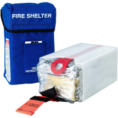 Forestry Suppliers large forest fire protection shelter deployed to shield occupants from radiant heat