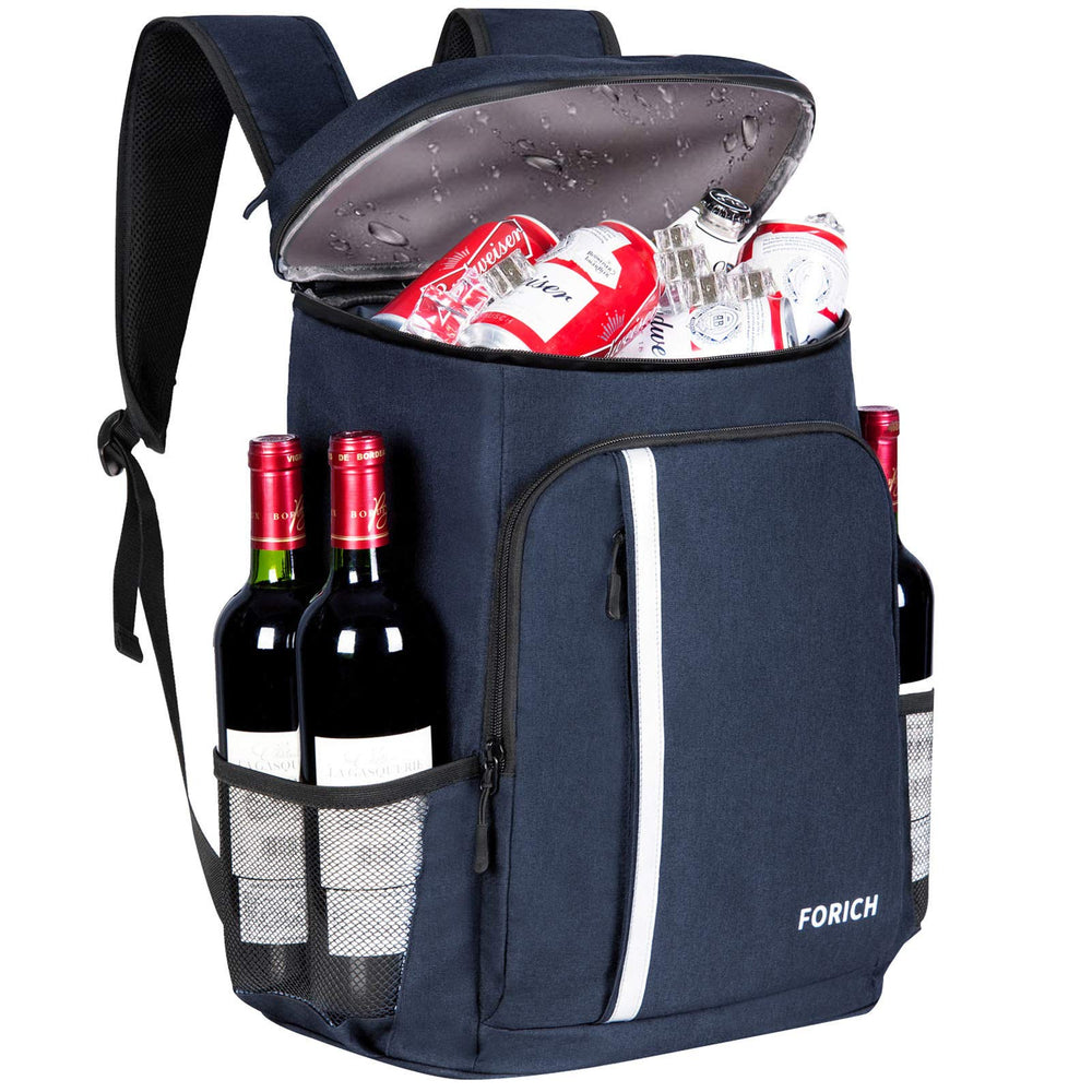 FORICH Backpack Cooler front view showing 30-can capacity for picnics.