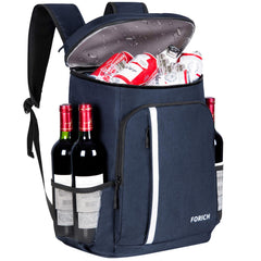 FORICH Backpack Cooler front view showing 30-can capacity for picnics.