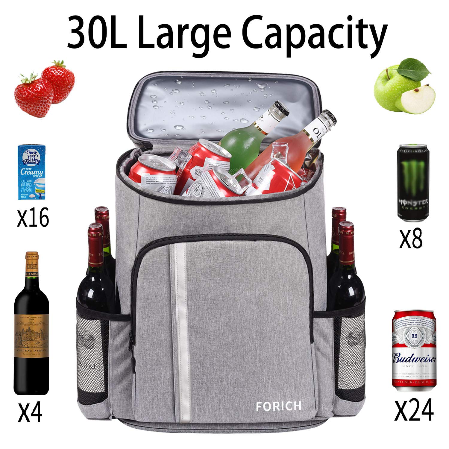 FORICH backpack cooler lid pocket offering organized space for small items on hikes