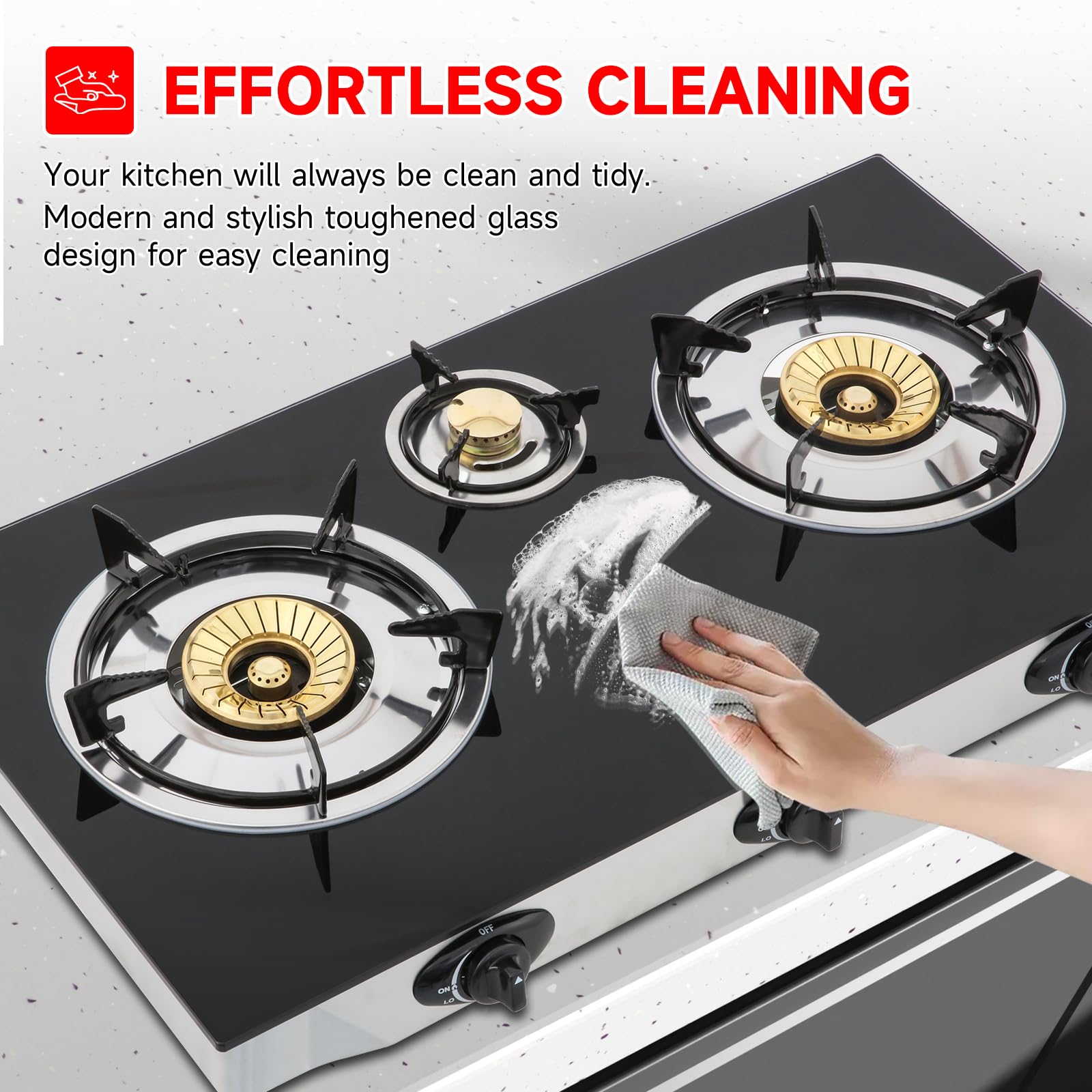 Forimo propane gas cooktop 3-burners outdoor kitchen use demonstrates weather-ready versatility