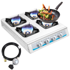 Forimo propane stove four-burner compact setup ideal for RV cooking.
