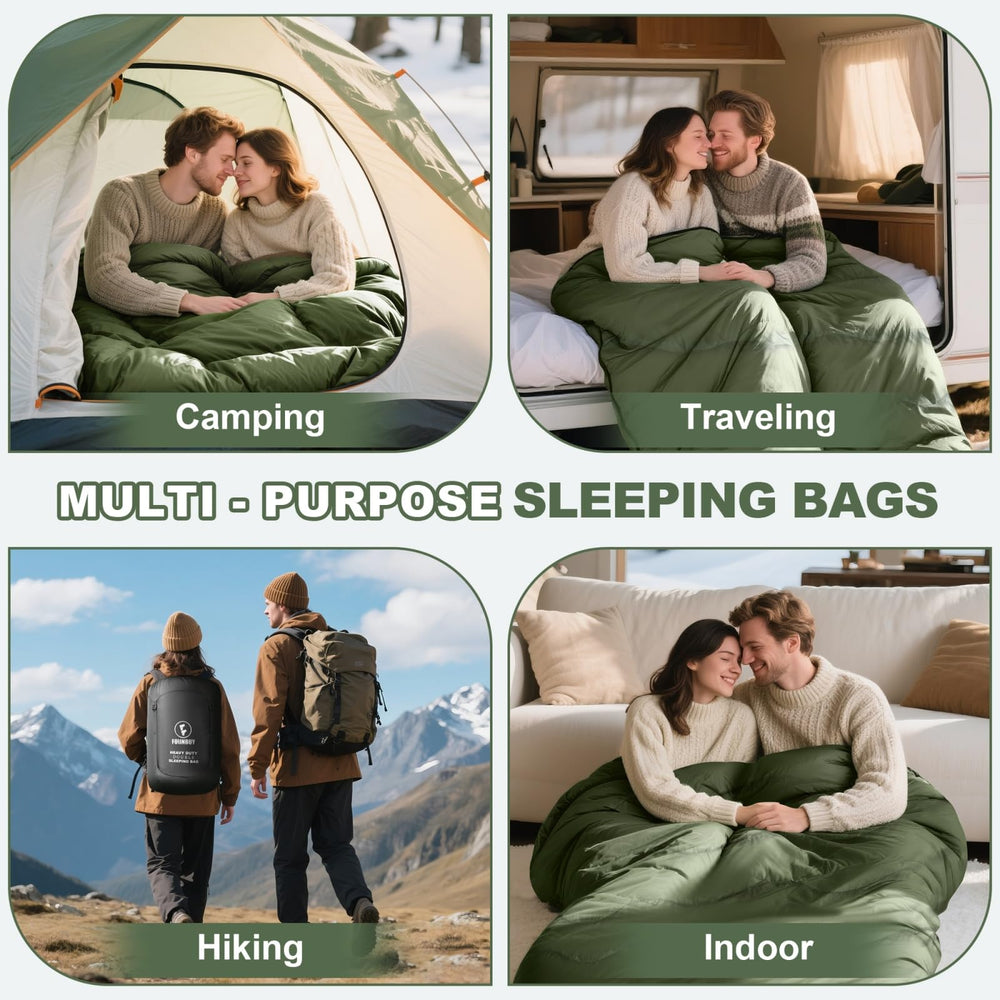 Forinbuy sleeping bag with compression sack shows easy packing and transport.
