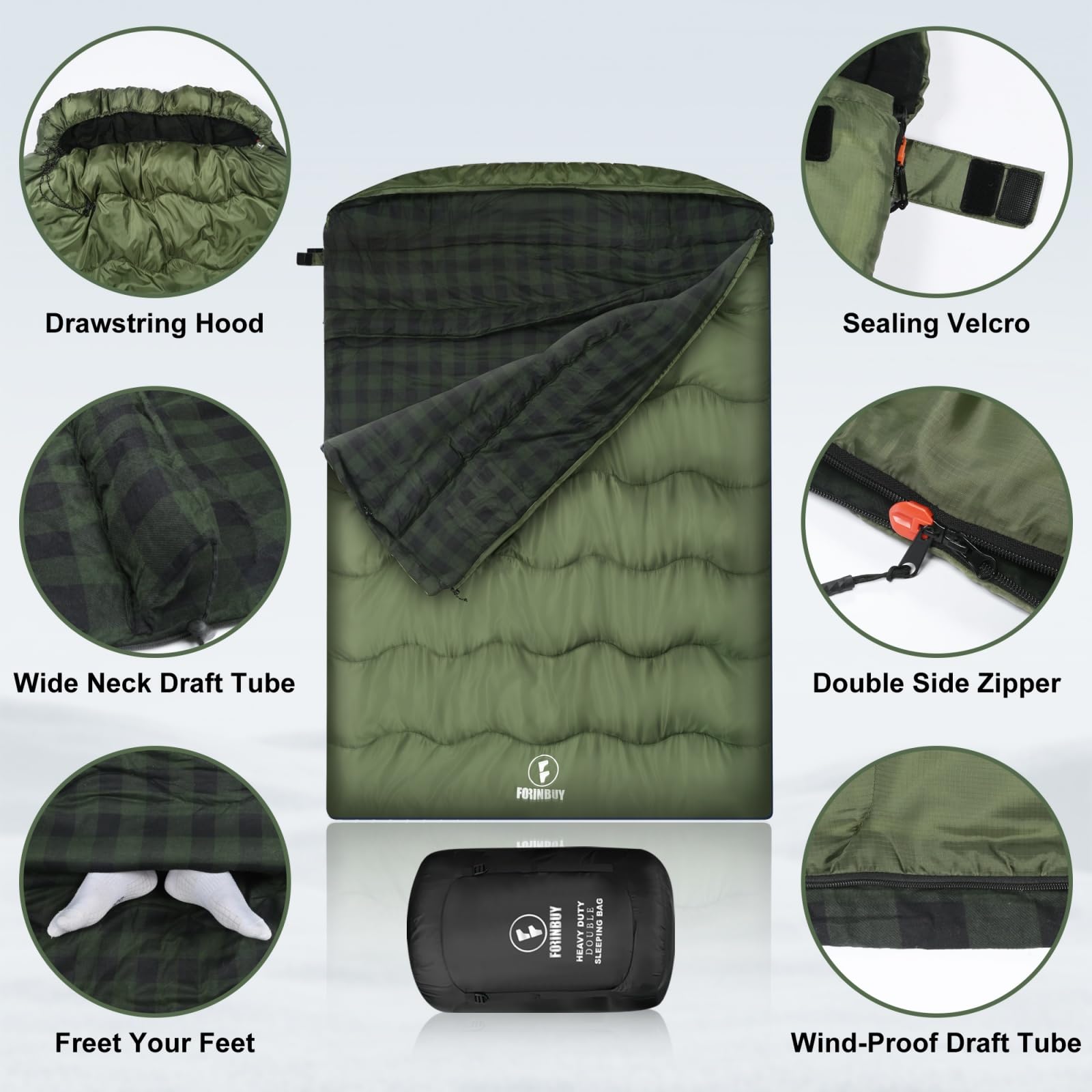 Forinbuy 0 degree sleeping bag unfolded as blanket for versatile outdoor lounging.