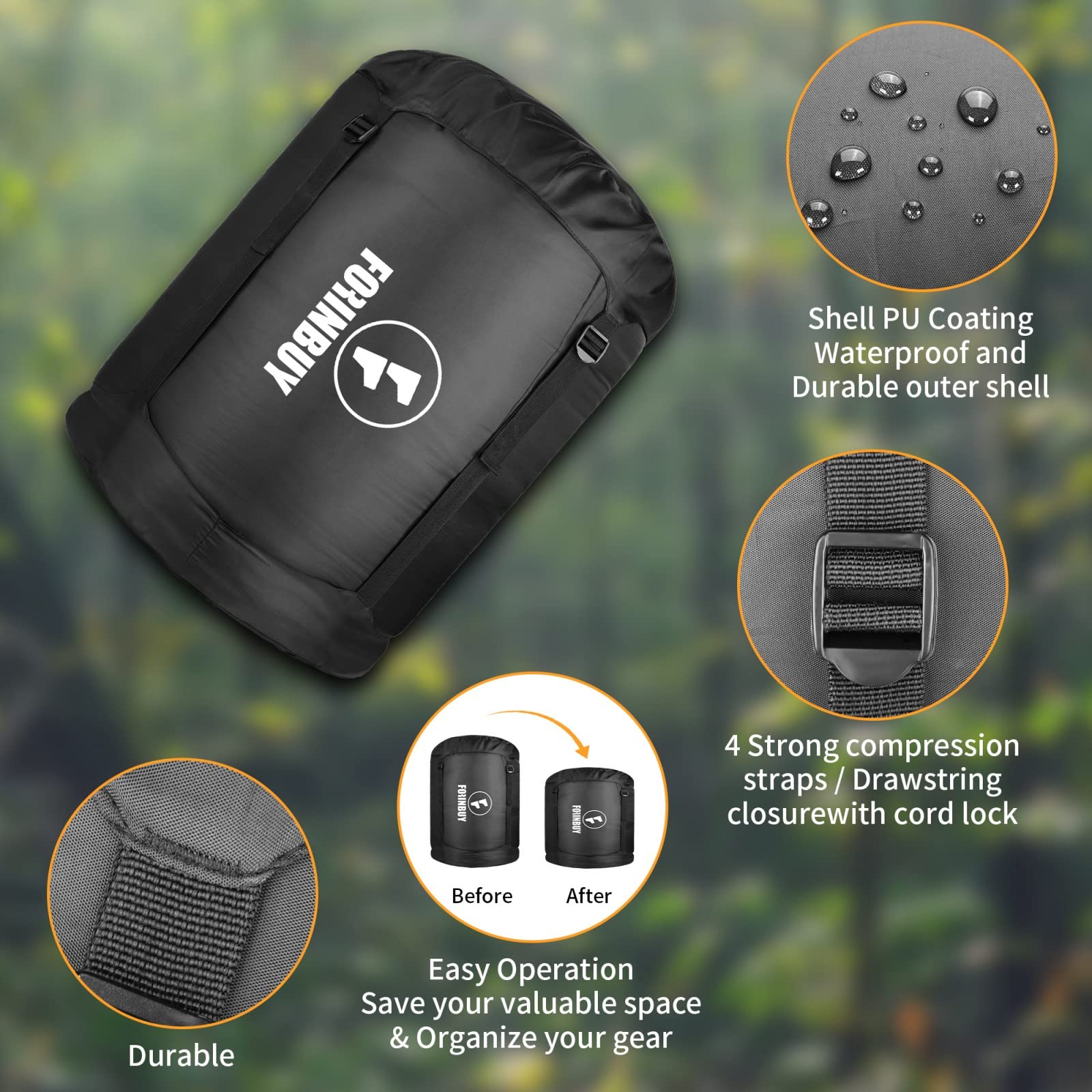 Forinbuy compression bag with Oxford cloth lowers packing volume.