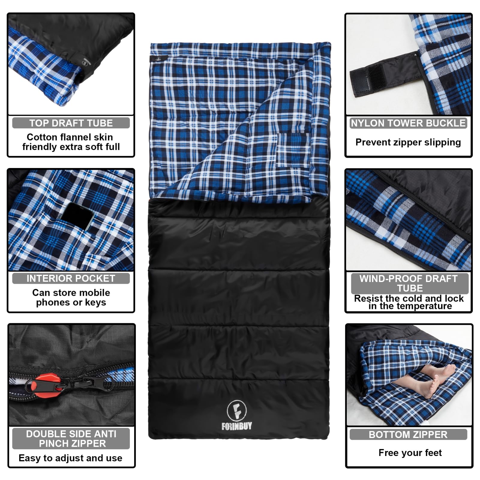 FORINBUY draft tube blocks cold air near the zipper.