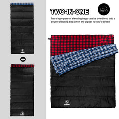 FORINBUY sleeping bag interior cotton flannel lining enhances softness.
