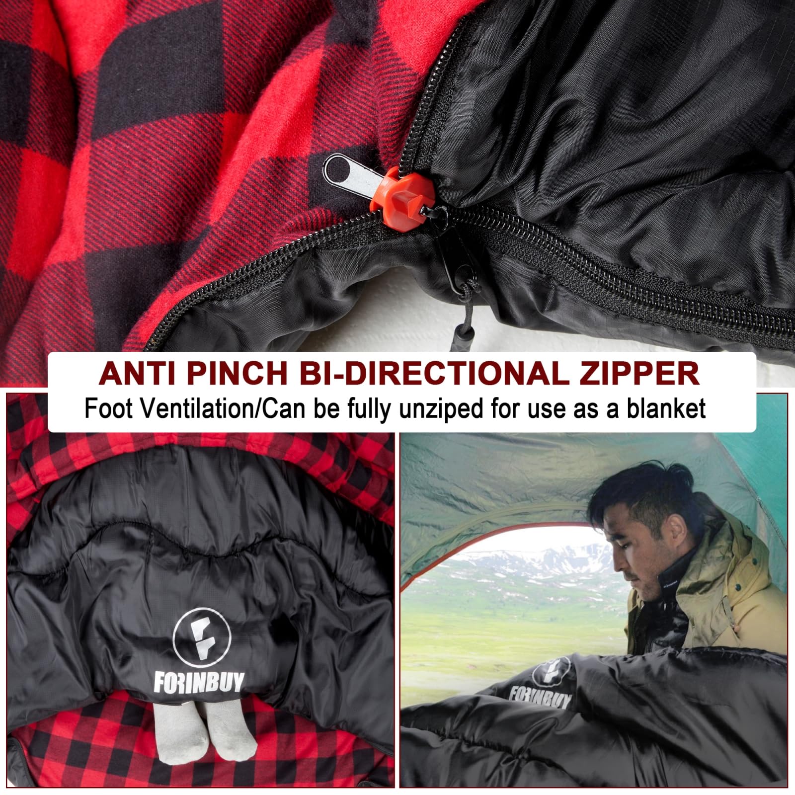 Forinbuy machine-washable sleeping bag with compression sack for easy care and packing