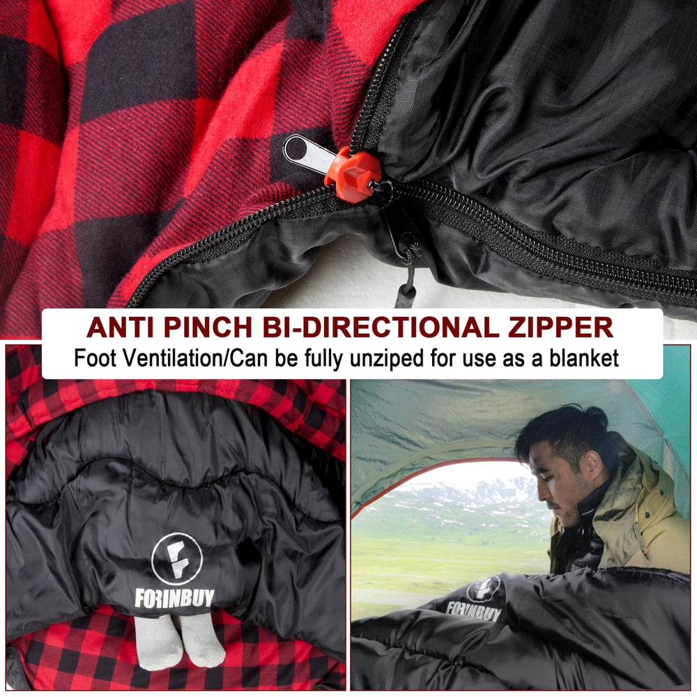 Forinbuy machine-washable sleeping bag with compression sack for easy care and packing