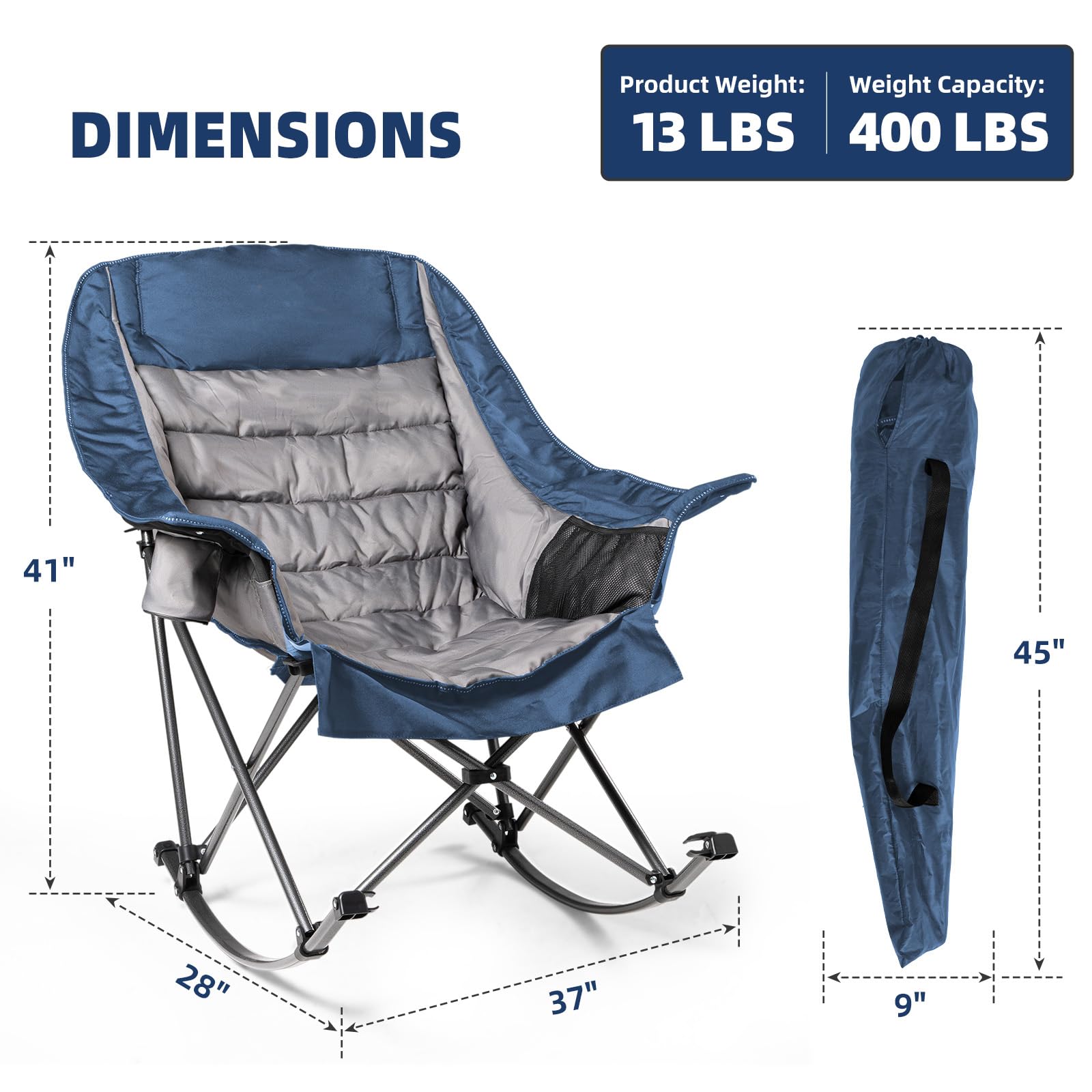 Foristrail rocking camping chair cup holder keeps drinks handy at the campsite.
