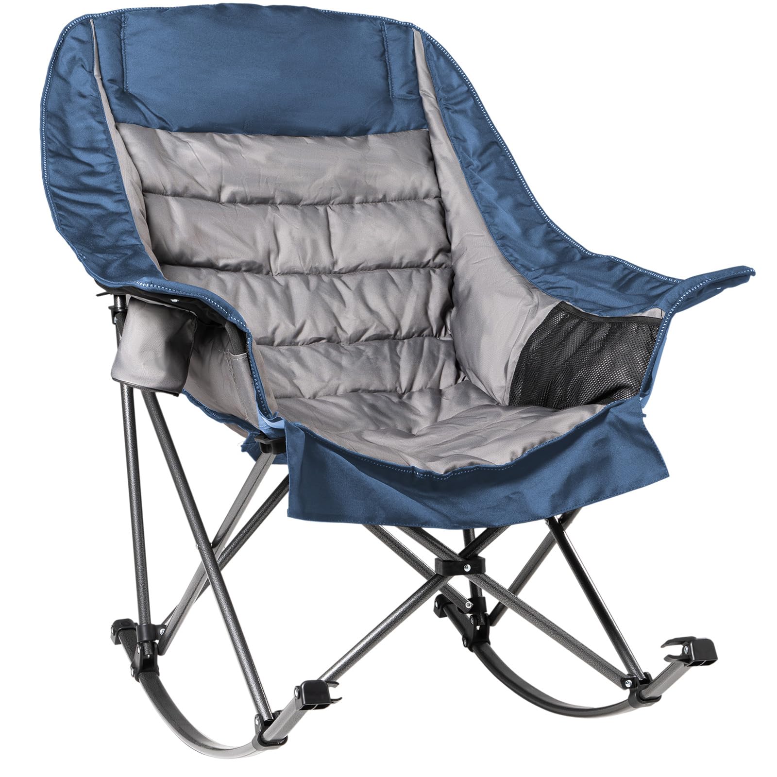 Foristrail oversized rocking camping chair with side pocket keeps essentials within reach.
