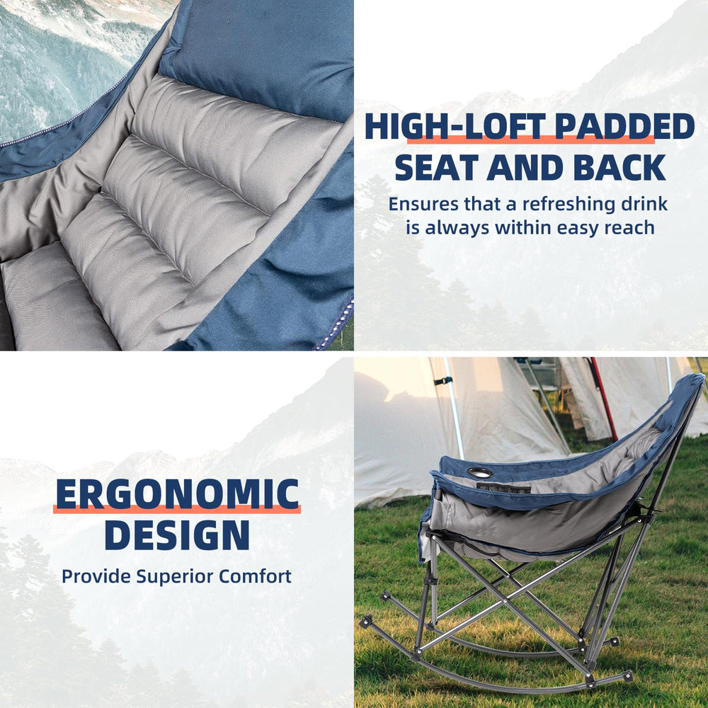 Foristrail rocking chair padded backrest offers supportive lounging outdoors.