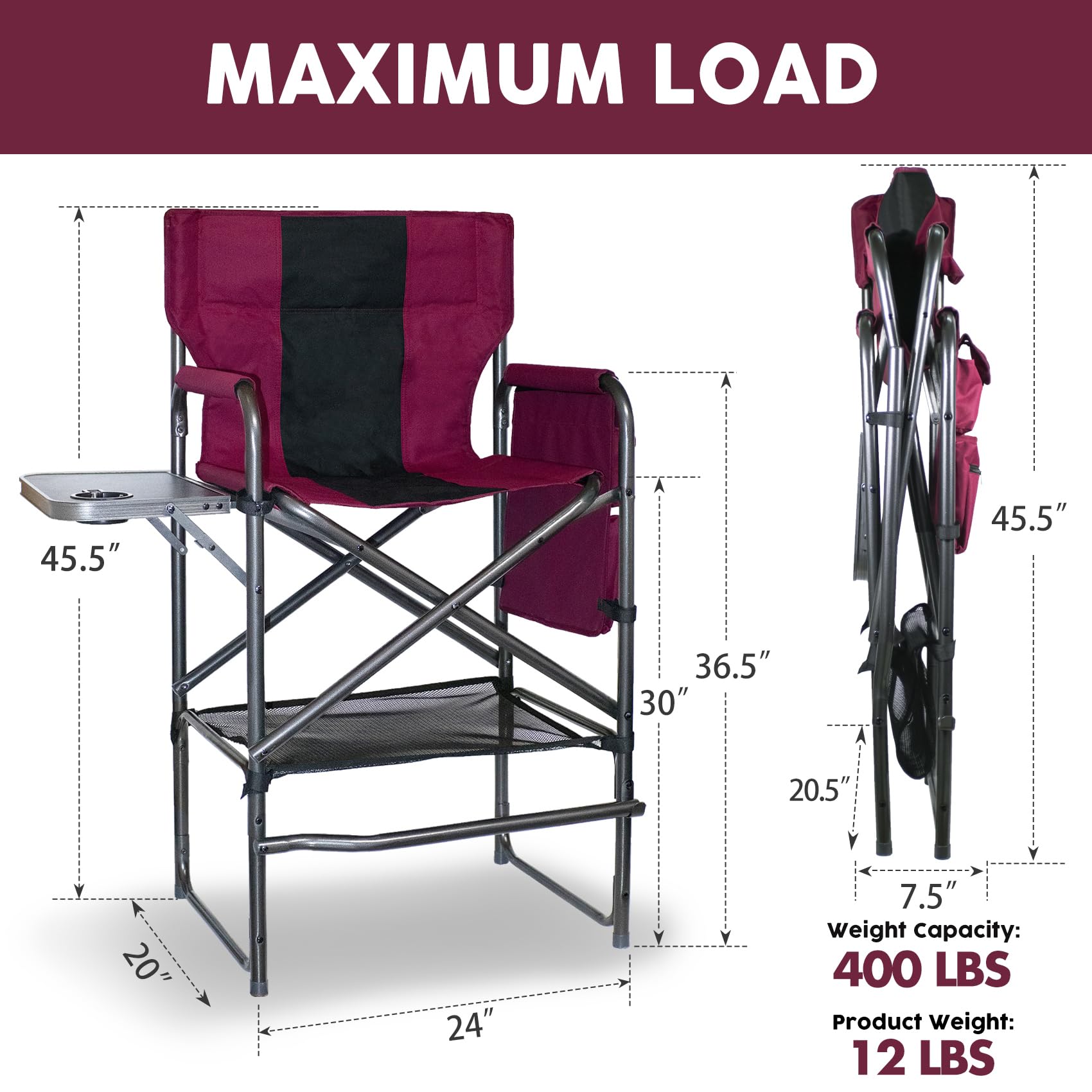 Foristrail side table cup holder keeps brushes and drinks within reach during shoots.