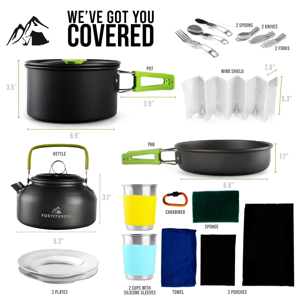 Fortitude21 camping pans deliver even heat for sizzling meals outdoors.