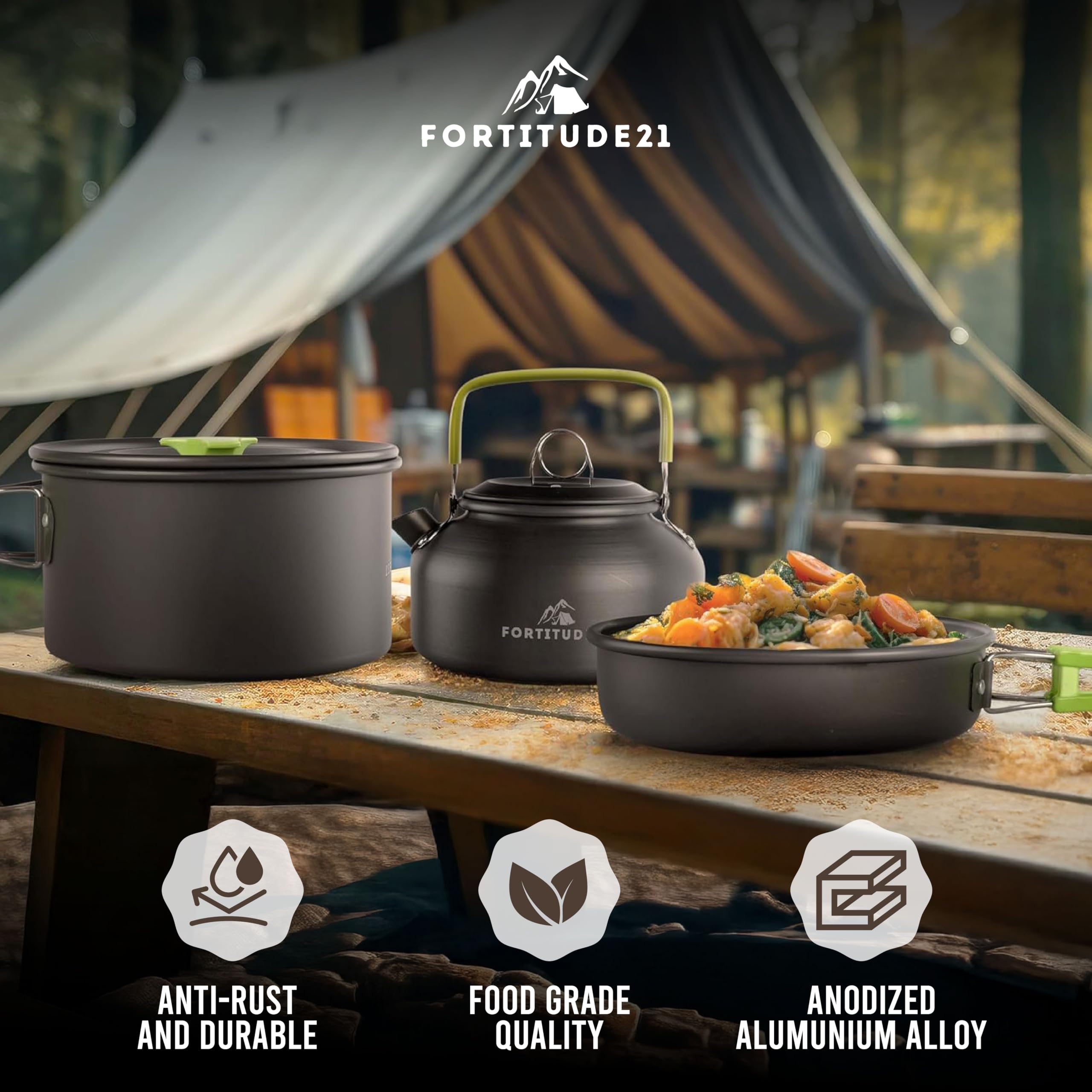 Fortitude21 plates offer sturdy dining for campsite meals.