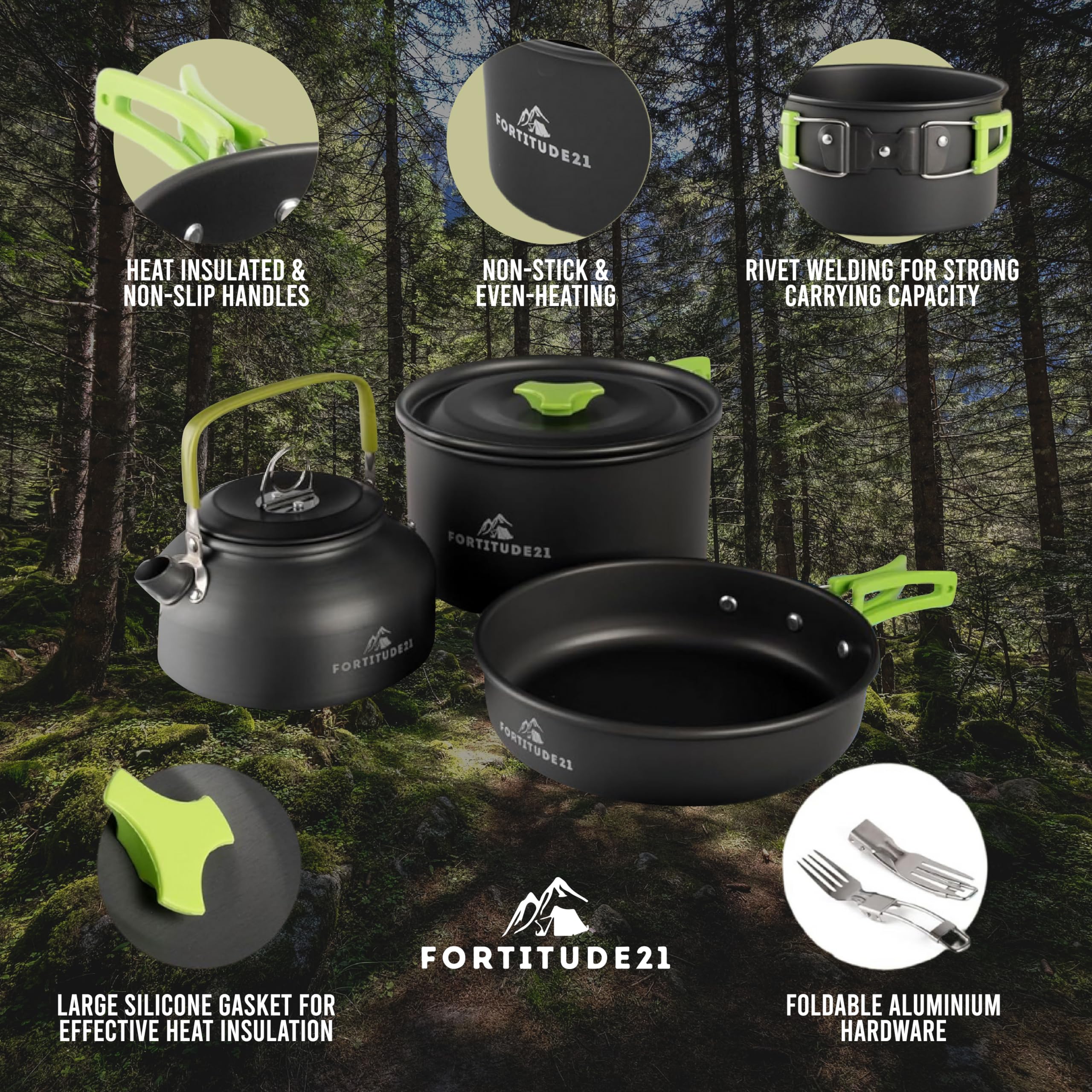 Fortitude21 windshield reduces wind interference while you simmer or boil.