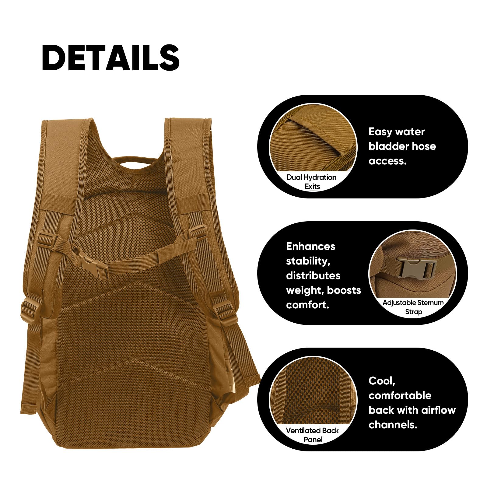 Fortune Edge 35L back panel provides breathable comfort for long treks.