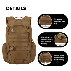 Fortune Edge 35L backpack bottom straps secure tents or sleeping bags.