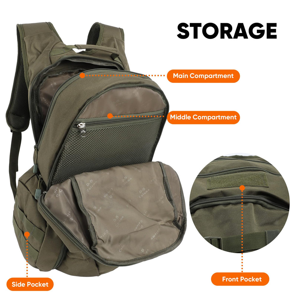 Fortune Edge 35L backpack Army Green finish conveys rugged outdoor style