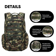 Fortune Edge 35L tactical backpack bottom-straps designed for tents or sleeping bags.