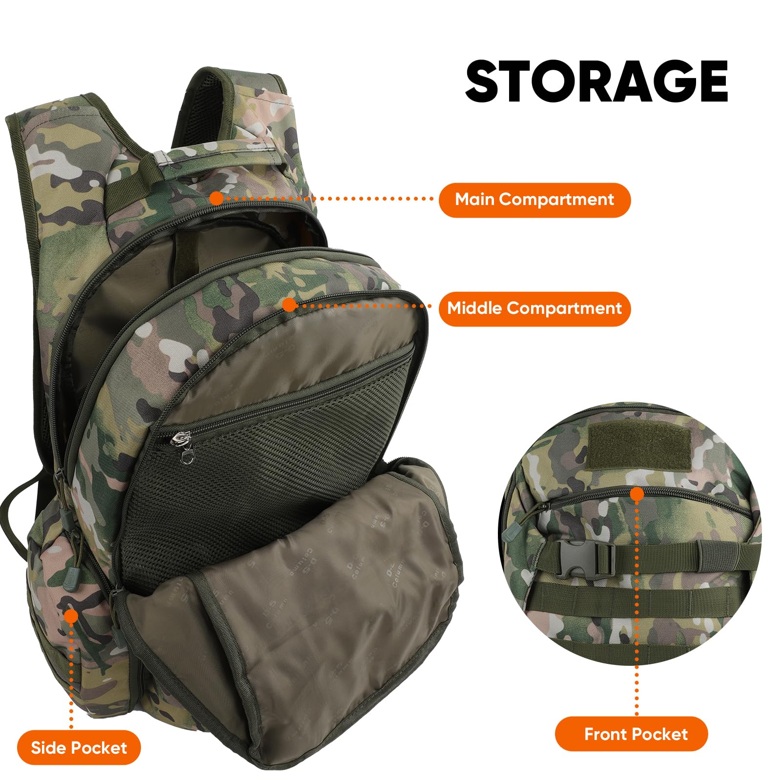 Fortune Edge 35L tactical backpack side view highlights secure load on hikes.