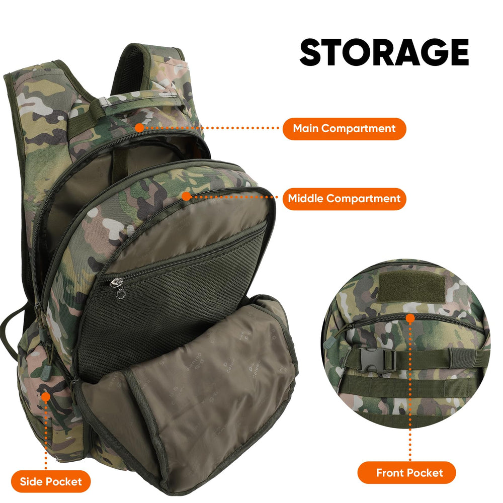 Fortune Edge 35L tactical backpack side view highlights secure load on hikes.