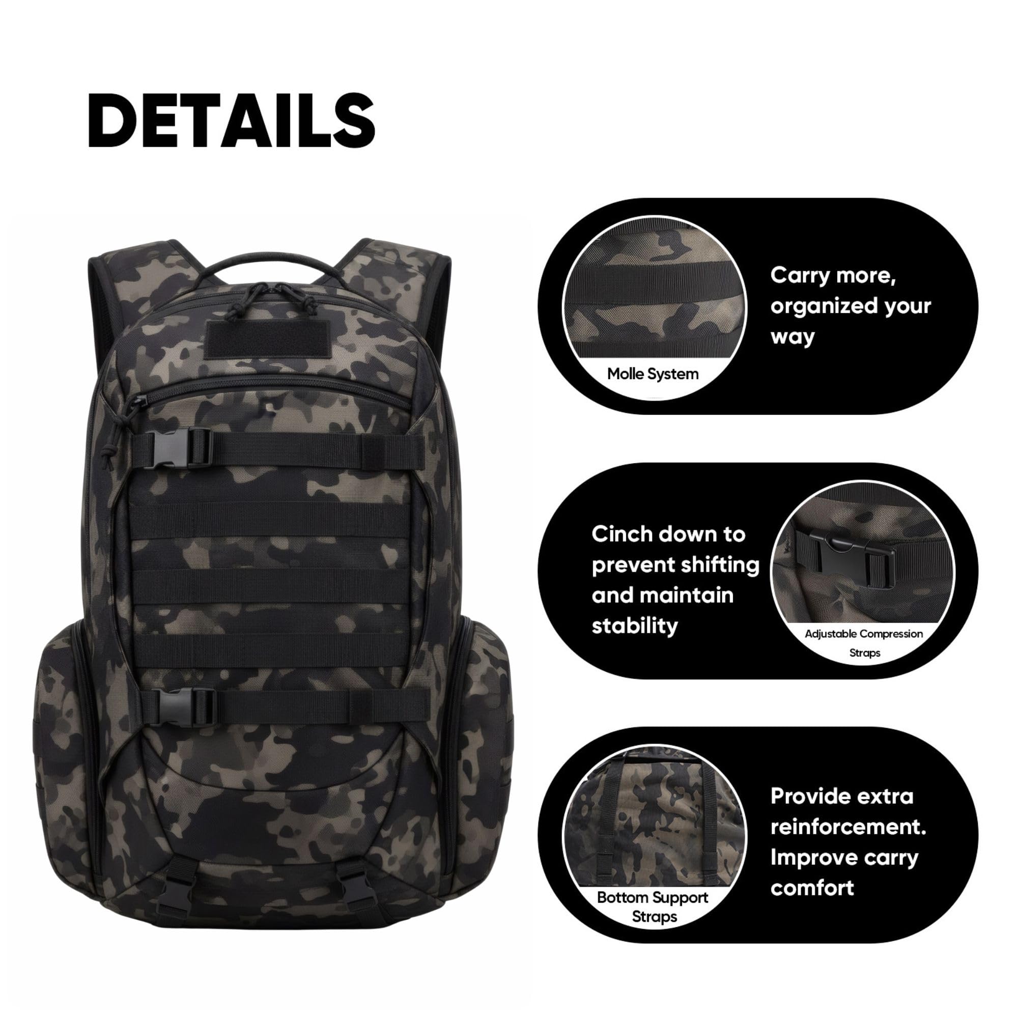 Fortune Edge 35L backpack waterproof 600D polyester construction endures rugged outdoor conditions