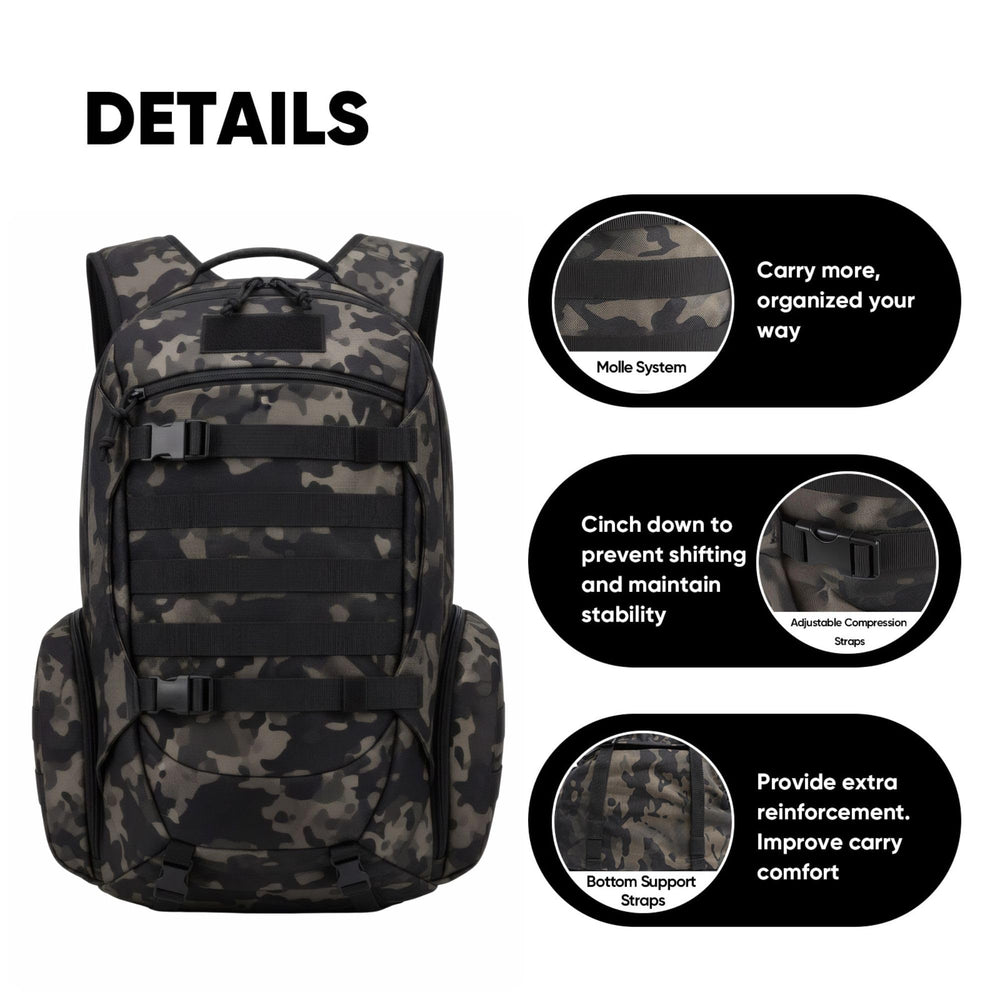 Fortune Edge 35L backpack waterproof 600D polyester construction endures rugged outdoor conditions