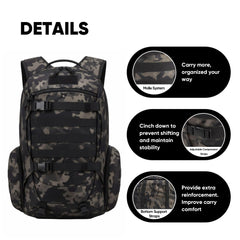 Fortune Edge 35L backpack waterproof 600D polyester construction endures rugged outdoor conditions