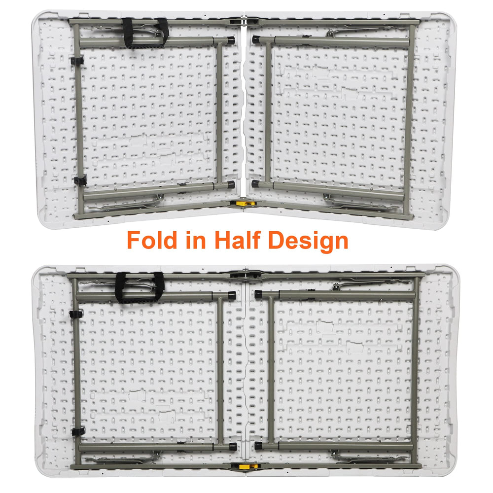FORUP folding utility table with scratch-resistant surface easy cleanup.