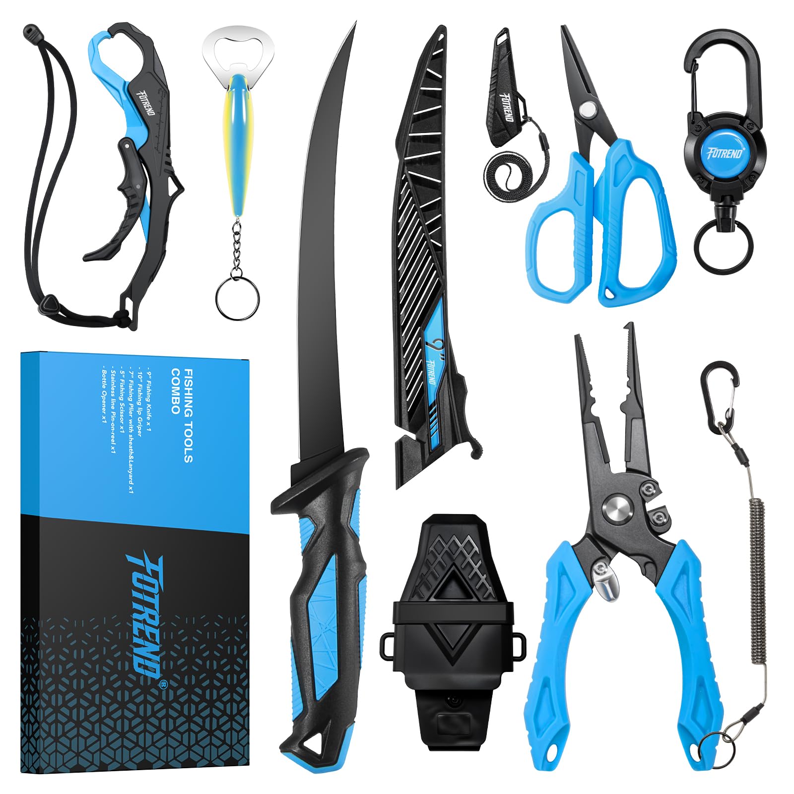 Fotrend fishing tool set with pliers and sheath for quick freshwater tasks