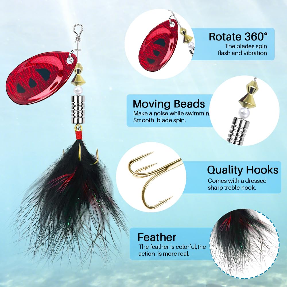 Spinner lures suitable for freshwater and saltwater fishing
