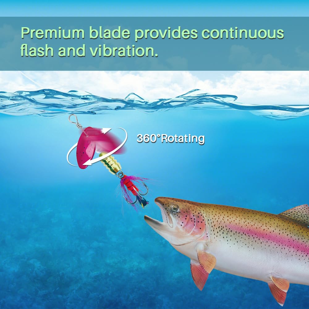 Premium blade spinner lures delivering flash and vibration for bass and trout