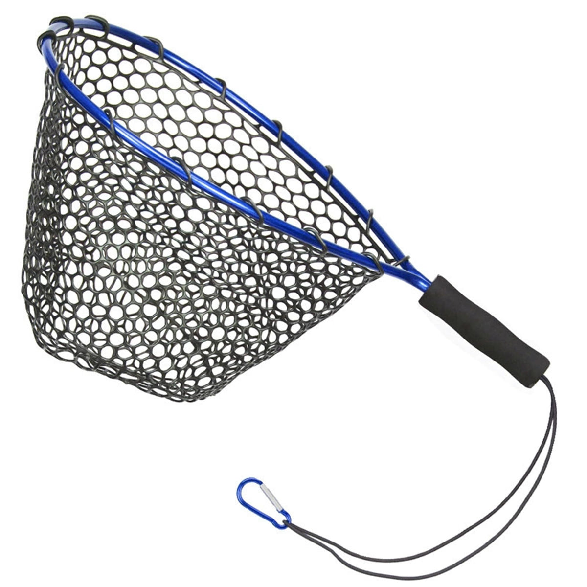 FOUMESU rubber fishing landing net with blue EVA foam handle