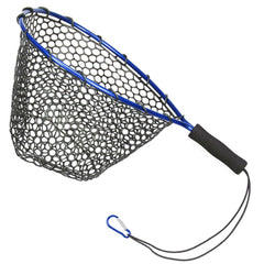 FOUMESU rubber fishing landing net with blue EVA foam handle