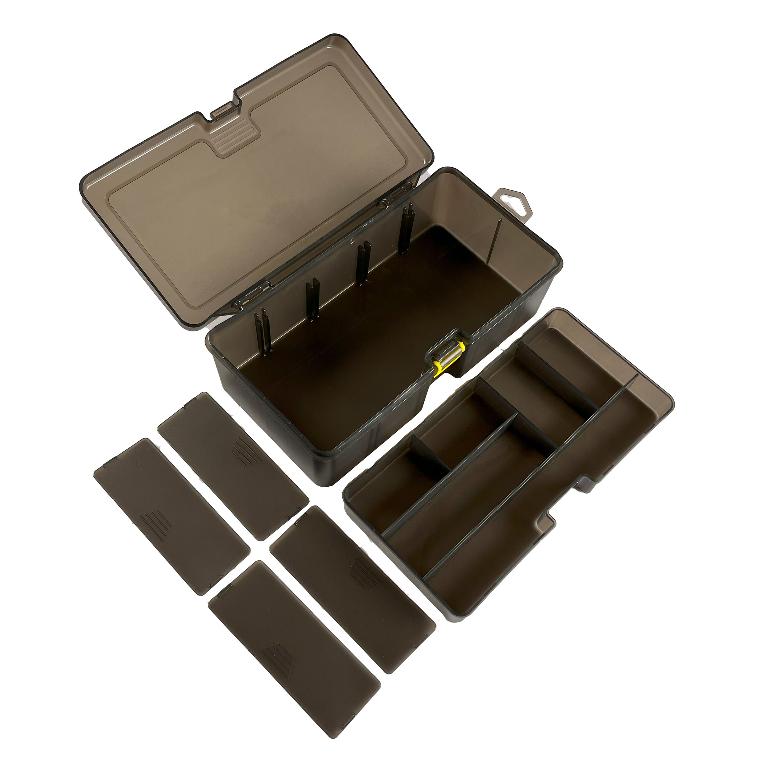 FOUMESU lure box with detachable double-layer partitions opened to show dual compartments