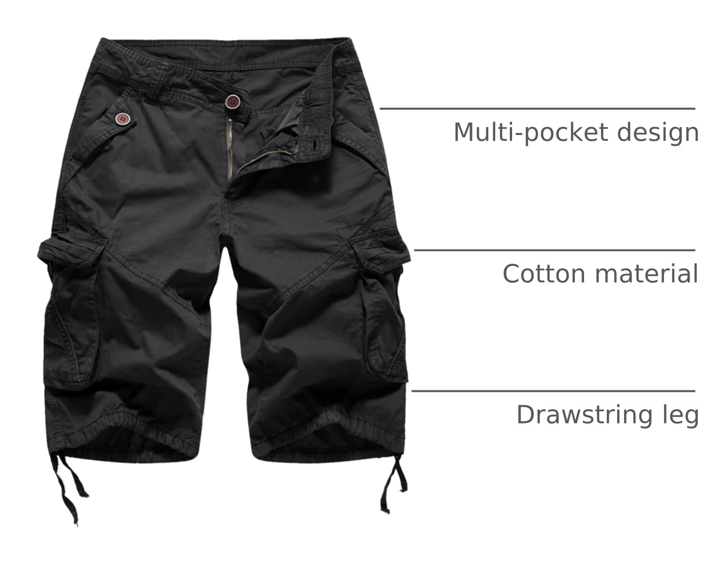 FOURSTEEDS camouflage cargo shorts back view with zip front for secure closure
