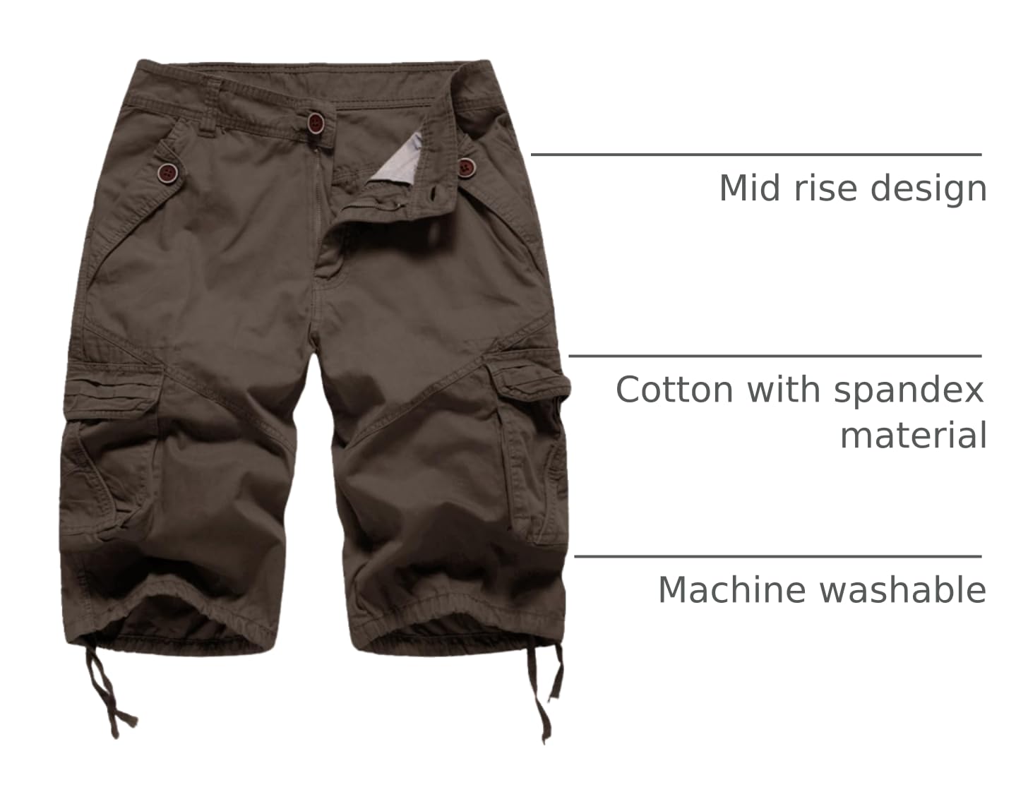 Foursteeds women's cotton cargo shorts drawstring detail for adjustable fit.
